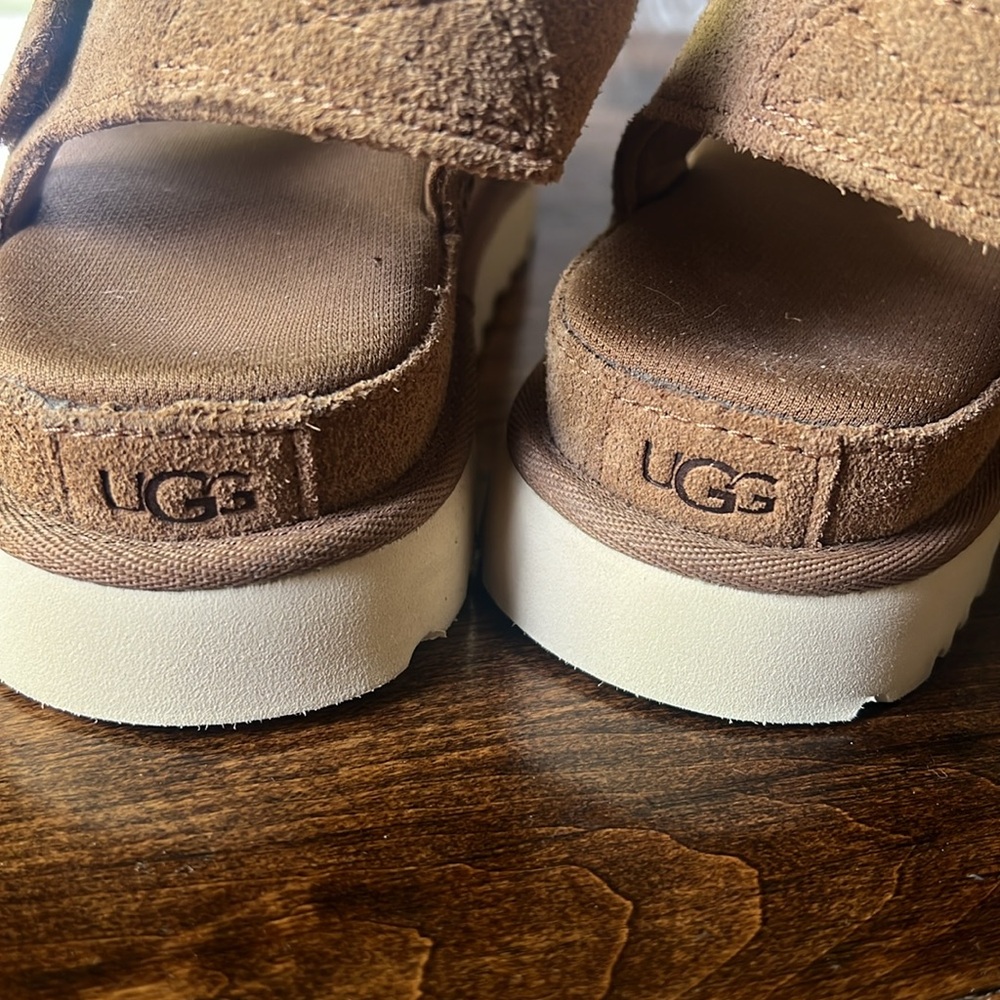 Ugg Sz 8.5 Women’s Goldenstar Sandal in Chestnut Super Comfortable - Picture 5 of 13